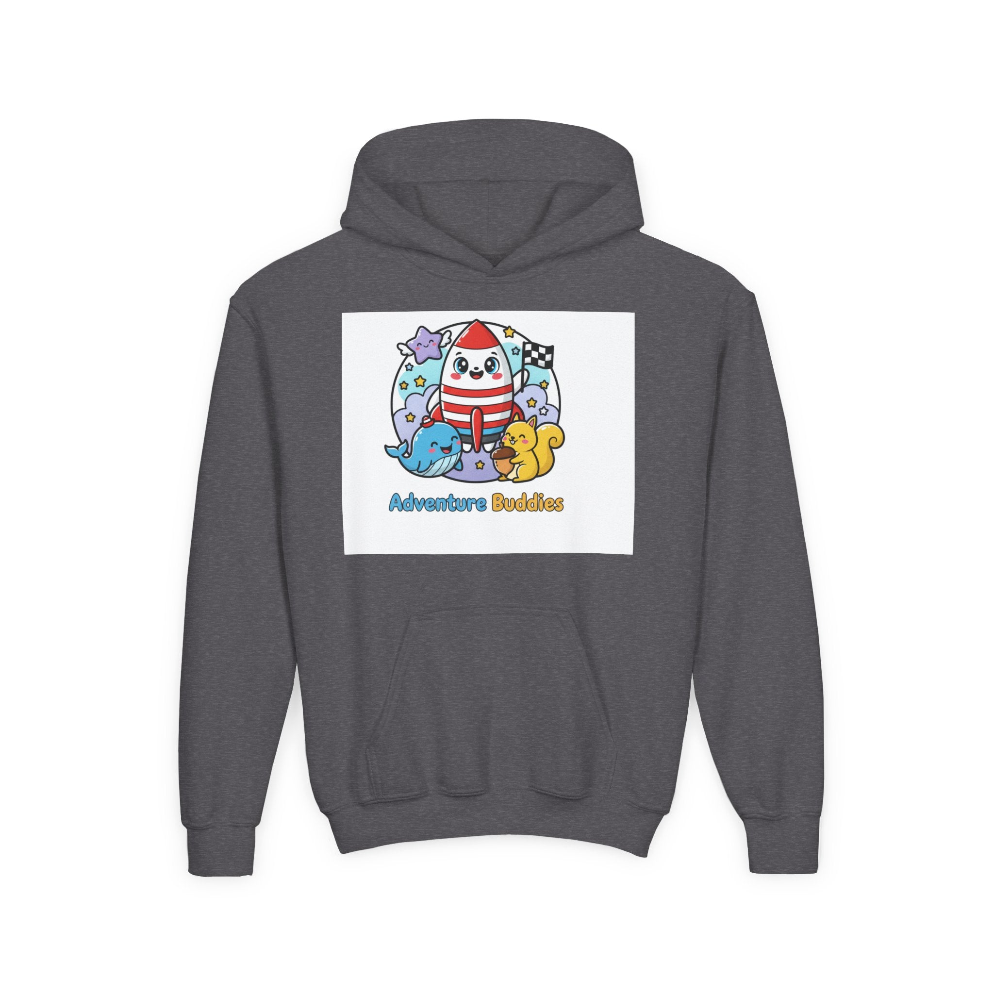 Adventure Buddies Youth Hoodie — Cute Rocket & Sea Creatures Kids Sweatshirt