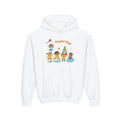 White hoodie with colorful graphic of children and 'Playful Days' text on a white background