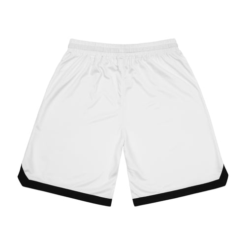 Basketball Shorts — White AOP Ribbed Athletic Shorts with Spartan Logo