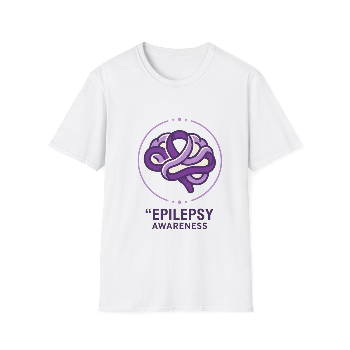Epilepsy Awareness T-Shirt — Purple Ribbon Brain Design