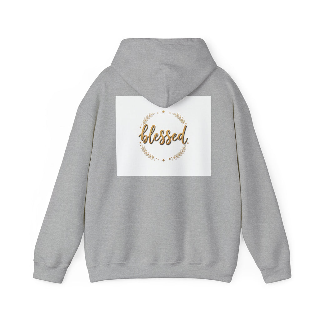 Blessed Hoodie — Gold Script Wreath Comfort Pullover