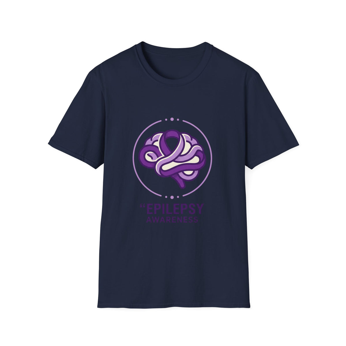 Epilepsy Awareness T-Shirt — Purple Ribbon Brain Design