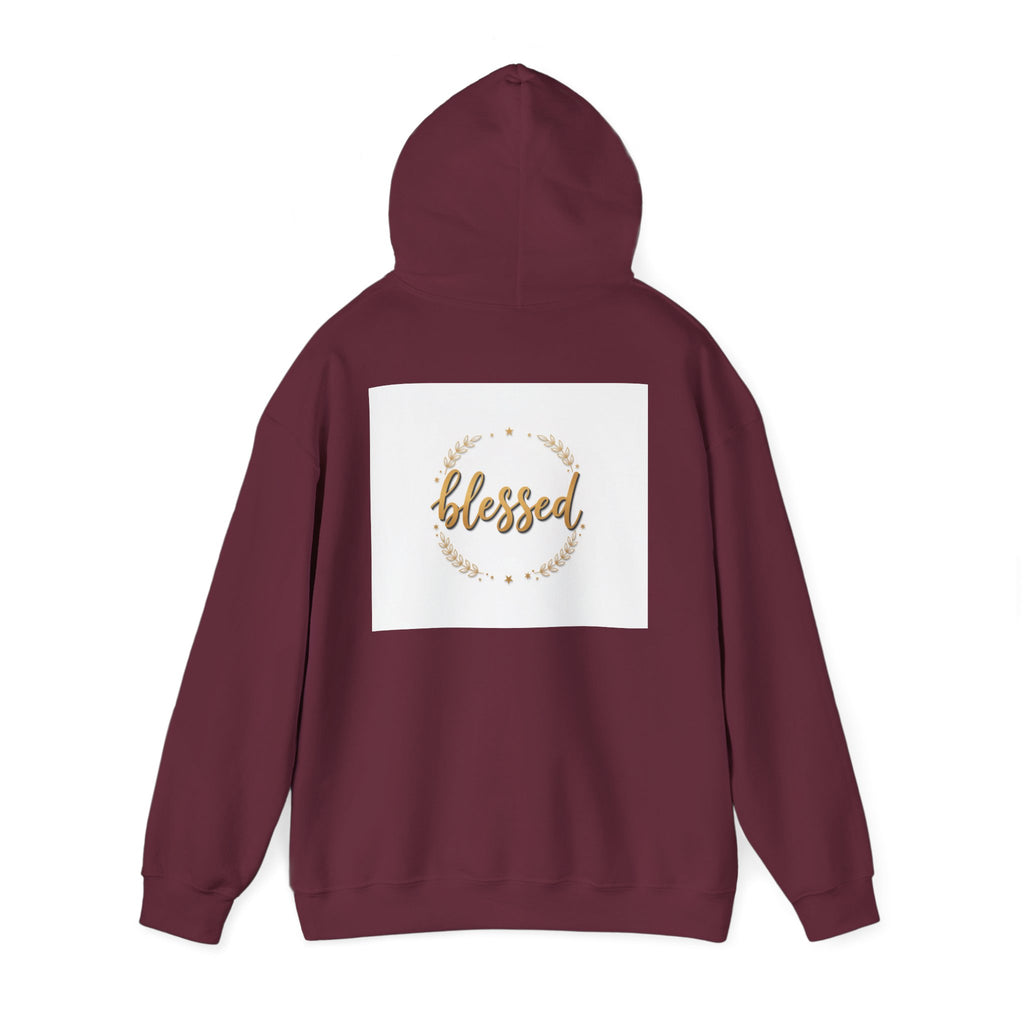 Blessed Hoodie — Gold Script Wreath Comfort Pullover