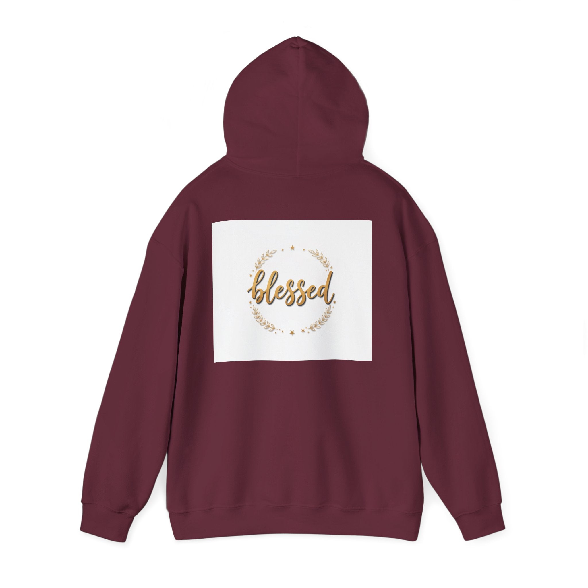 Blessed Hoodie — Gold Script Wreath Comfort Pullover