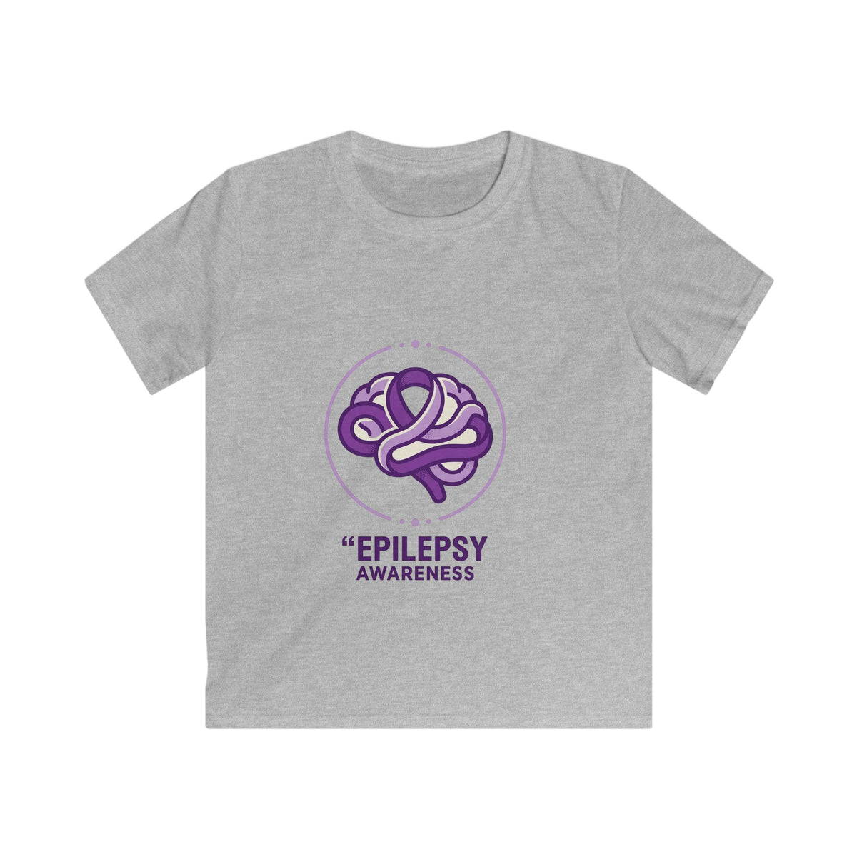 Epilepsy Awareness Kids T‑Shirt — Purple Brain Ribbon Support Tee