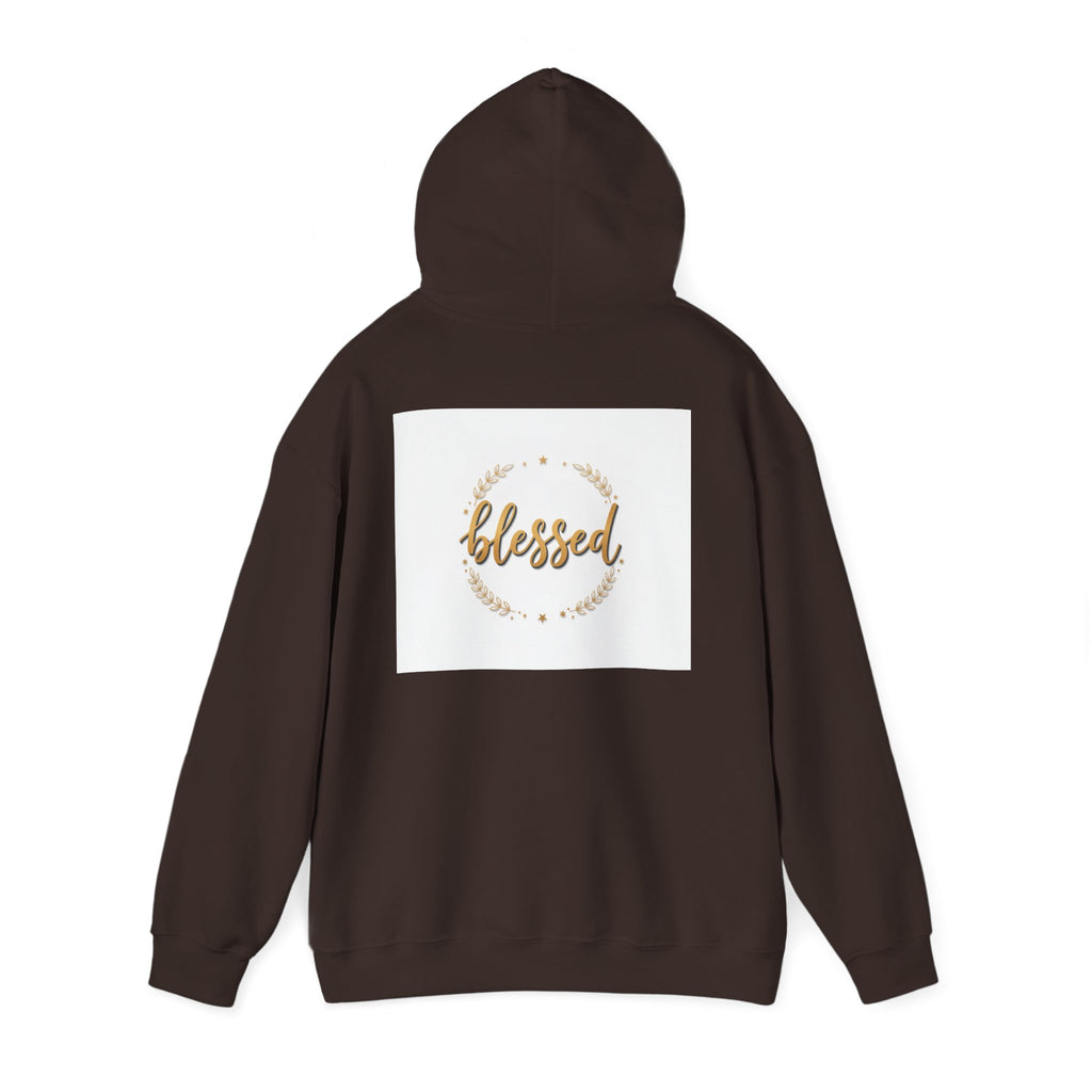 Blessed Hoodie — Gold Script Wreath Comfort Pullover