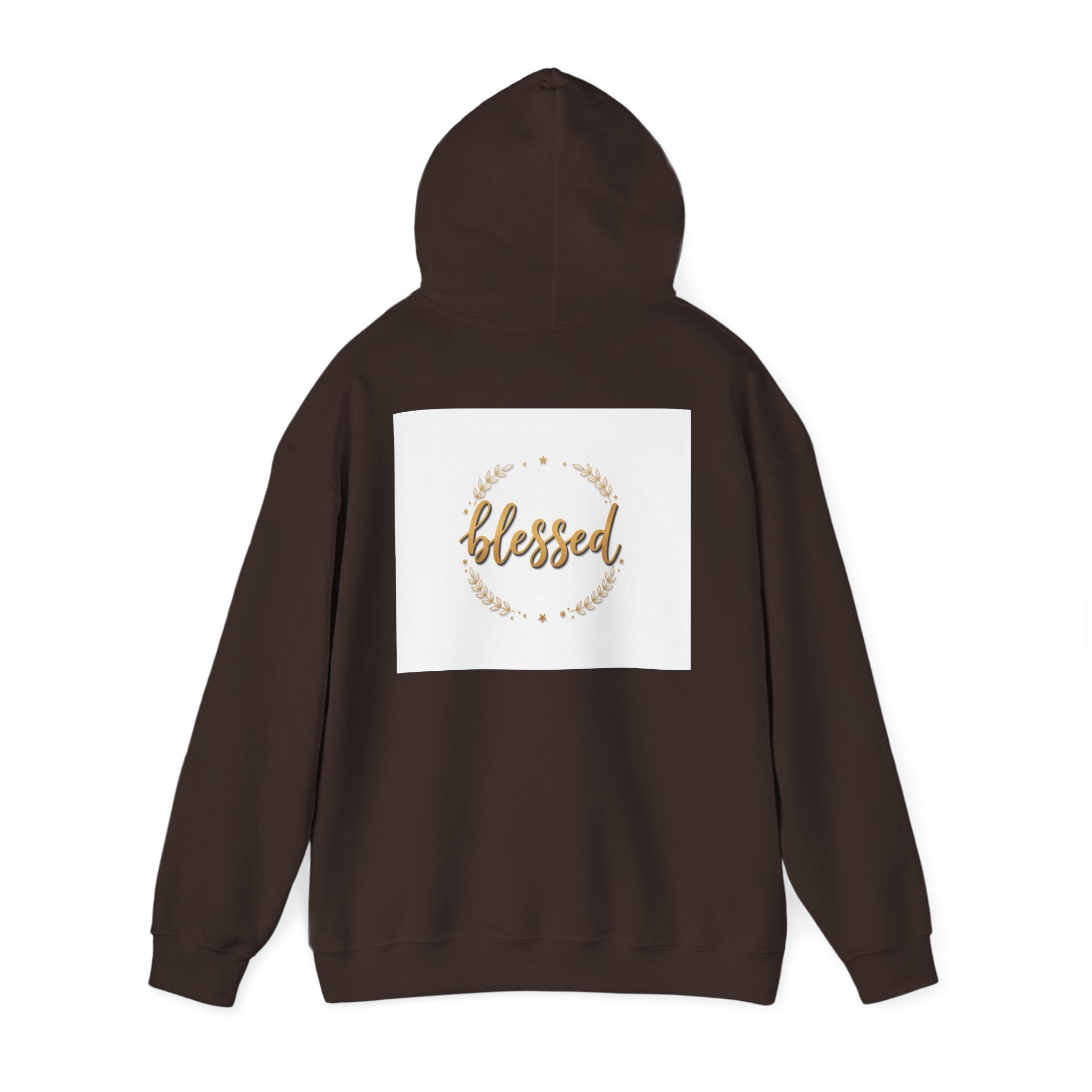 Blessed Hoodie — Gold Script Wreath Comfort Pullover