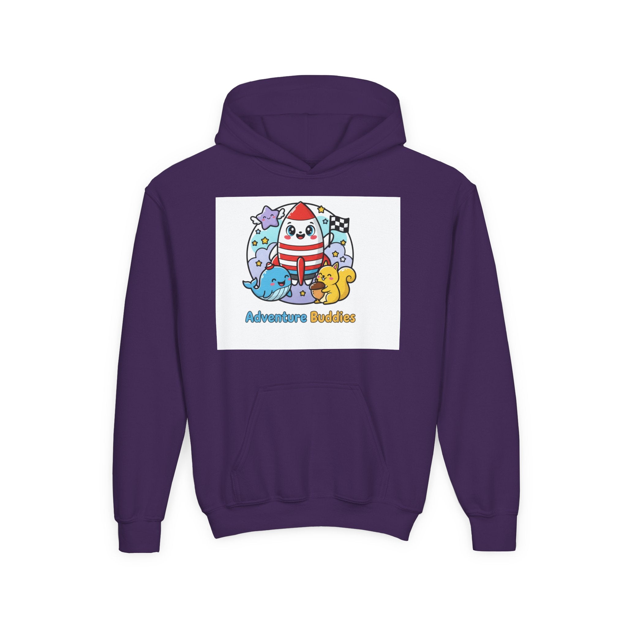 Adventure Buddies Youth Hoodie — Cute Rocket & Sea Creatures Kids Sweatshirt
