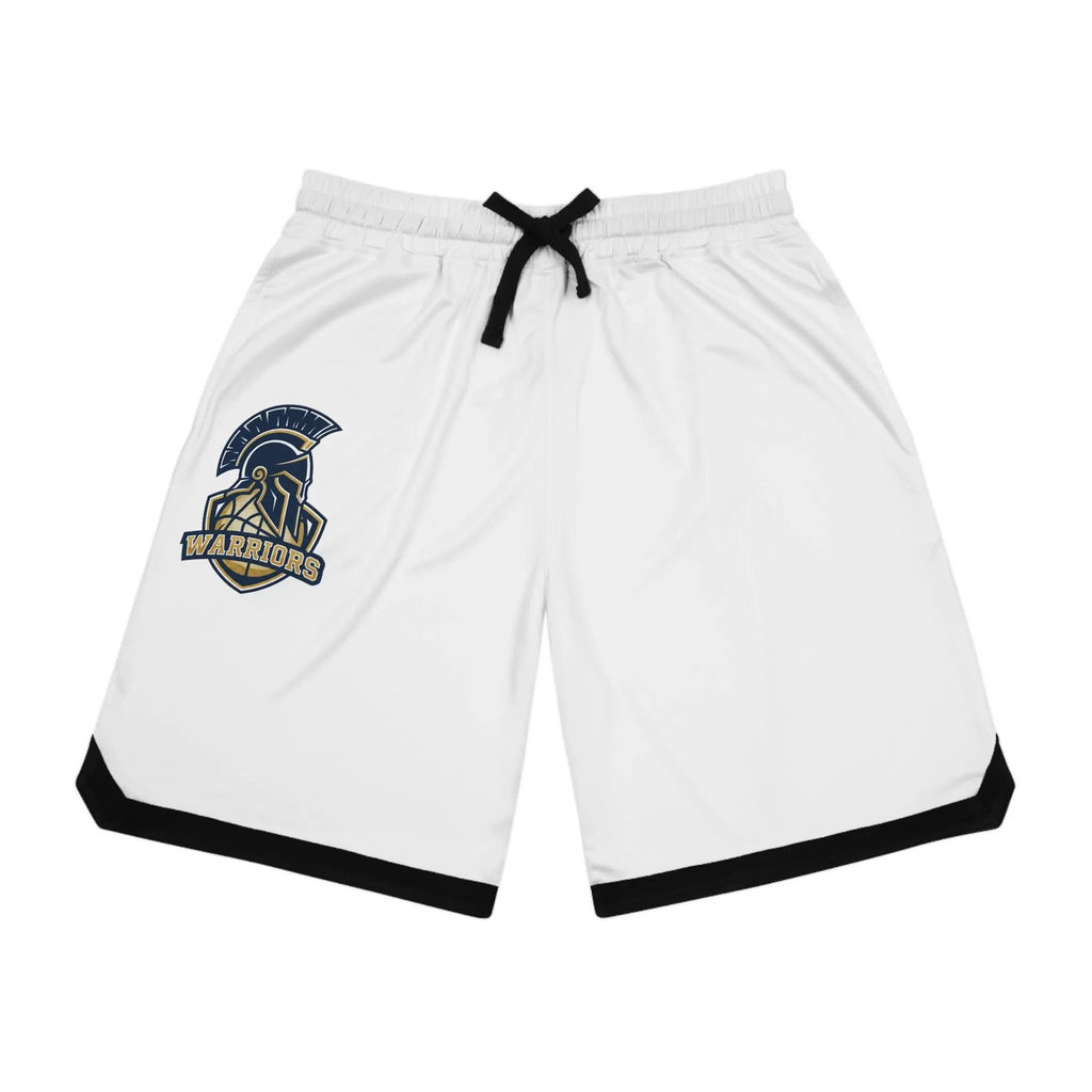 White shorts with a logo on a white background