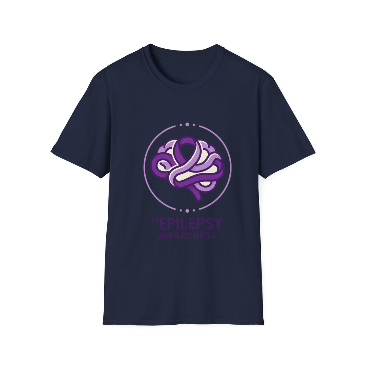 Epilepsy Awareness T-Shirt — Purple Ribbon Brain Design