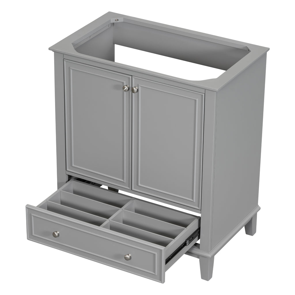 30-Inch Gray Bathroom Vanity Base with Storage – Cabinet Only