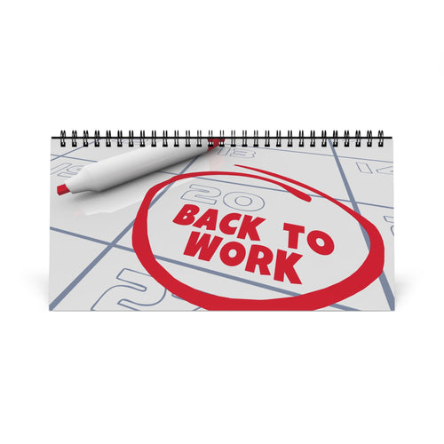Notebook with 'Back to Work' on a white background