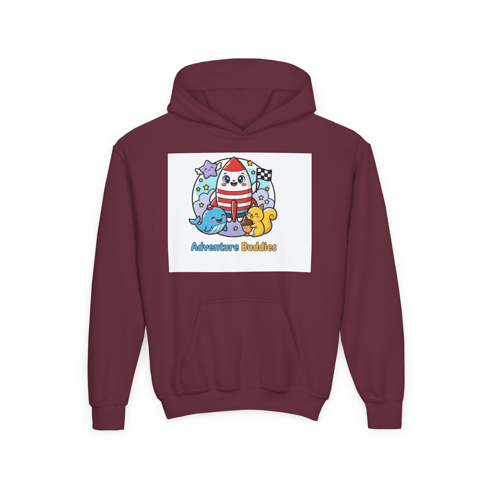 Adventure Buddies Youth Hoodie — Cute Rocket & Sea Creatures Kids Sweatshirt