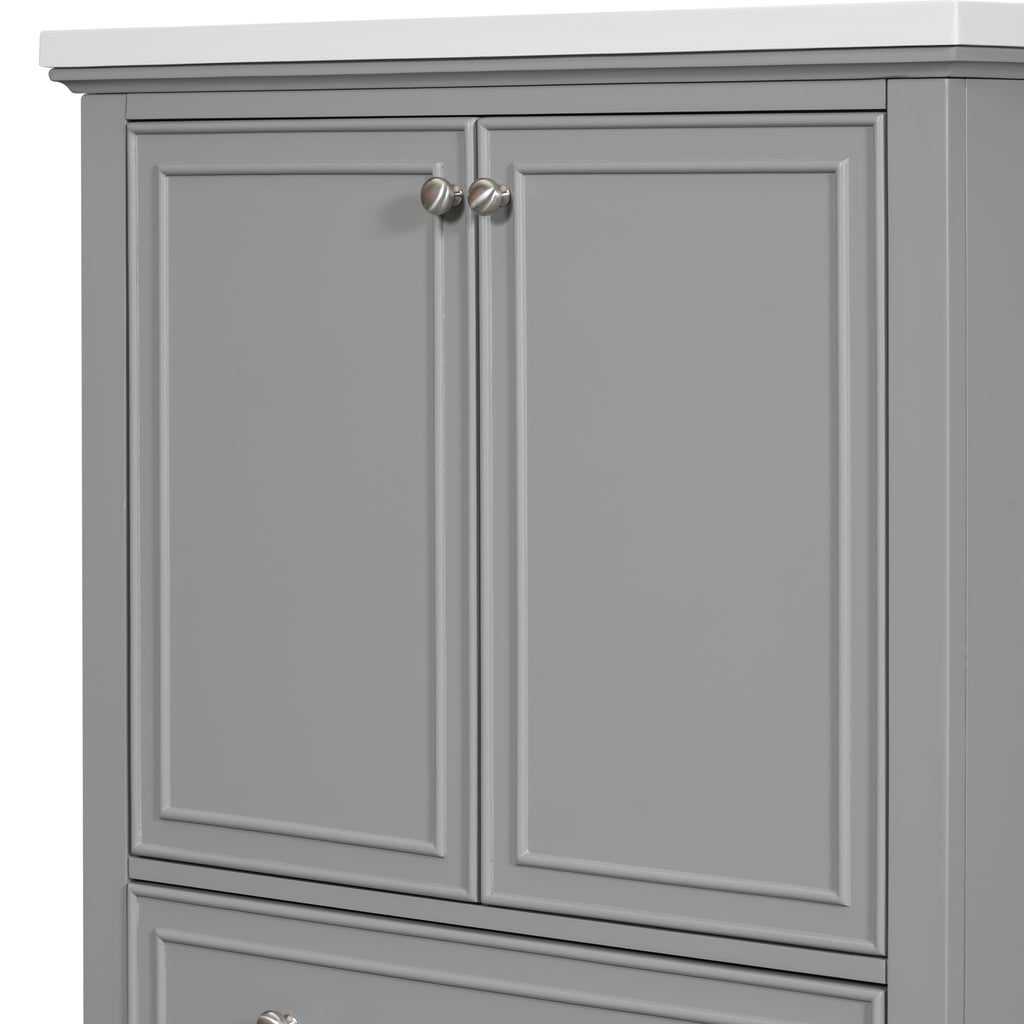 30-Inch Gray Bathroom Vanity Base with Storage – Cabinet Only