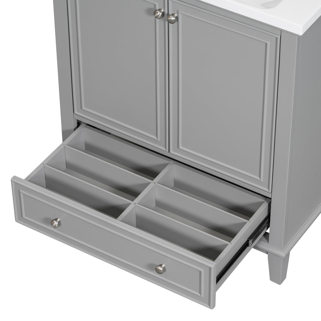 30-Inch Gray Bathroom Vanity Base with Storage – Cabinet Only