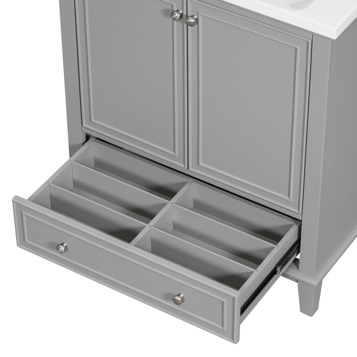 30-Inch Gray Bathroom Vanity Base with Storage – Cabinet Only