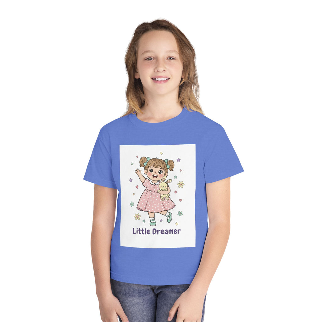 Little Dreamer Kids Tee — Cute Girl with Teddy Graphic