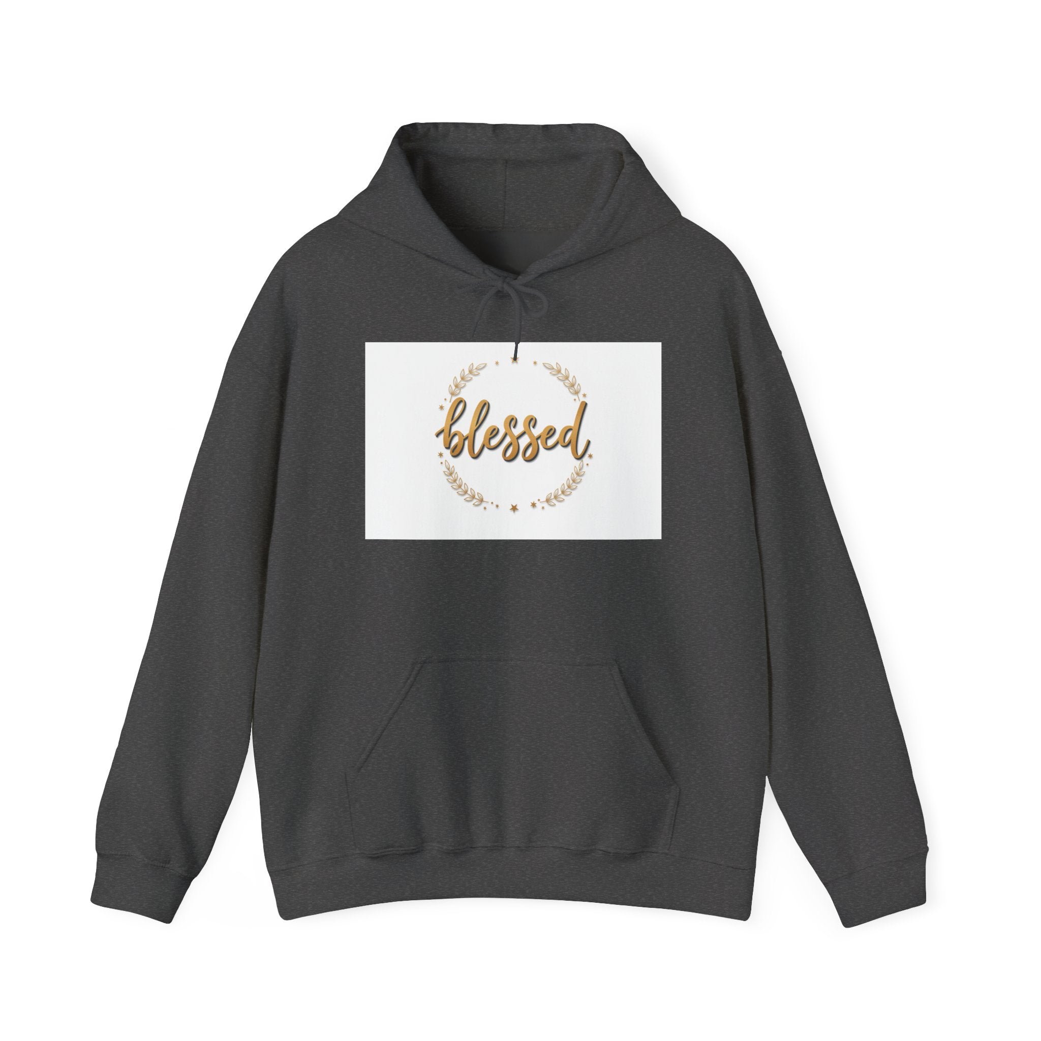Blessed Hoodie — Gold Script Wreath Comfort Pullover