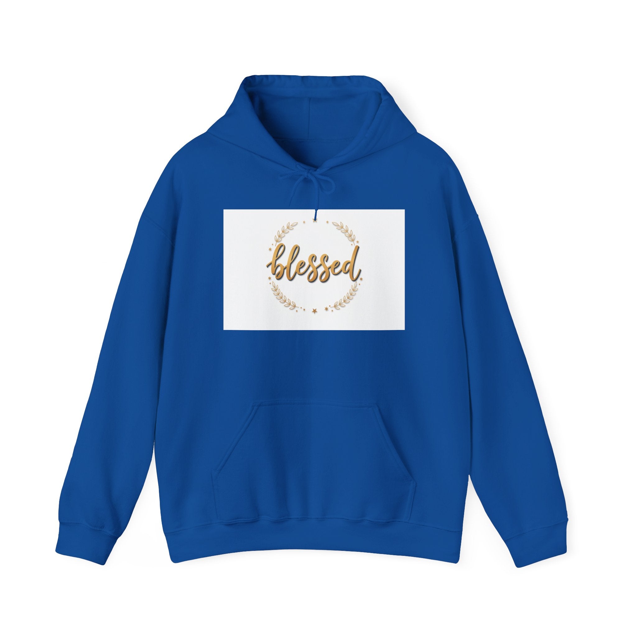 Blessed Hoodie — Gold Script Wreath Comfort Pullover