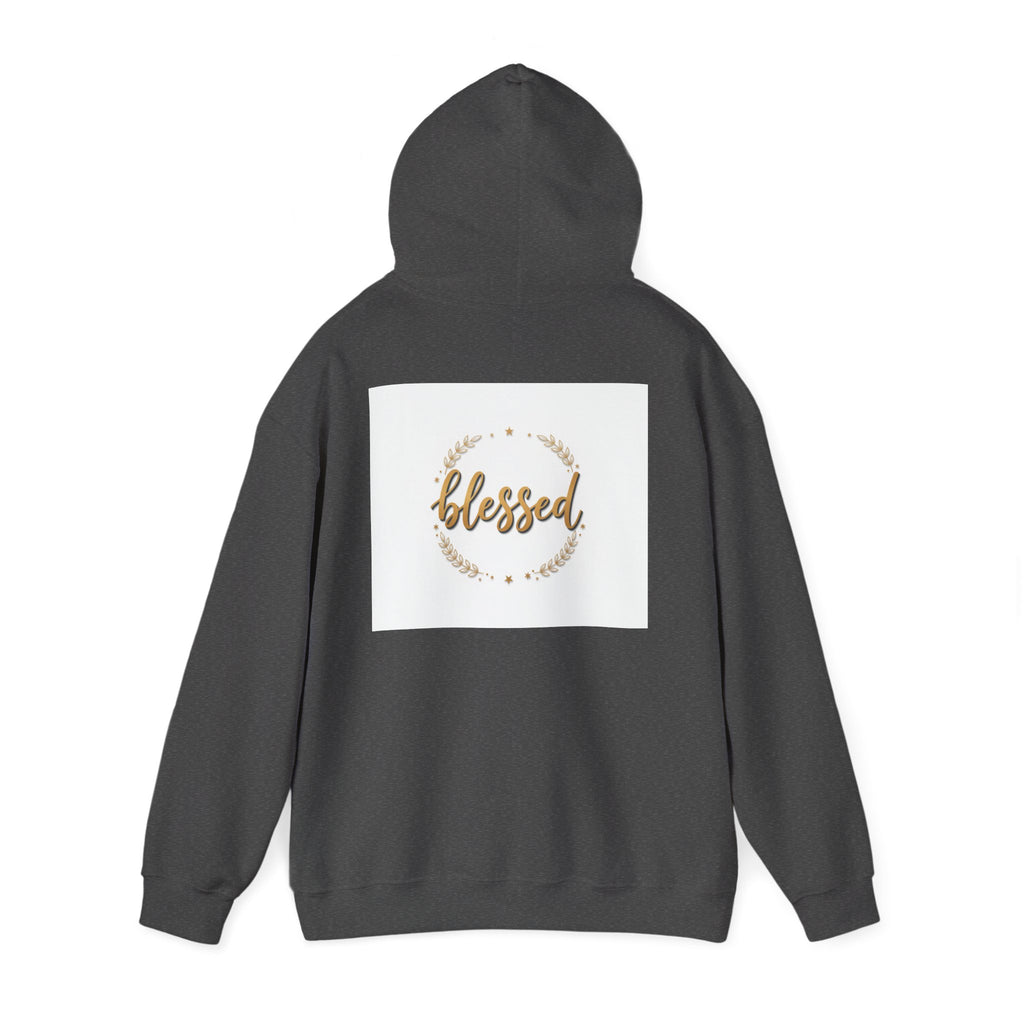 Blessed Hoodie — Gold Script Wreath Comfort Pullover