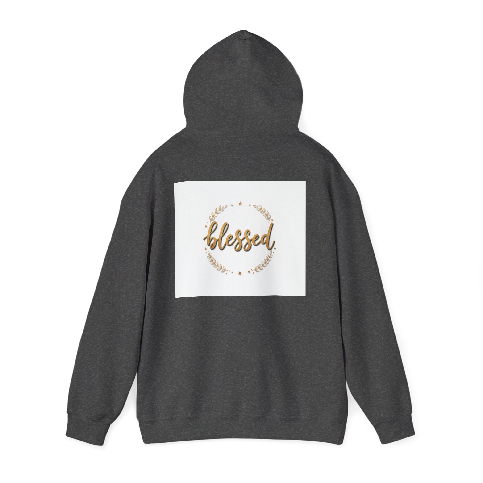 Blessed Hoodie — Gold Script Wreath Comfort Pullover