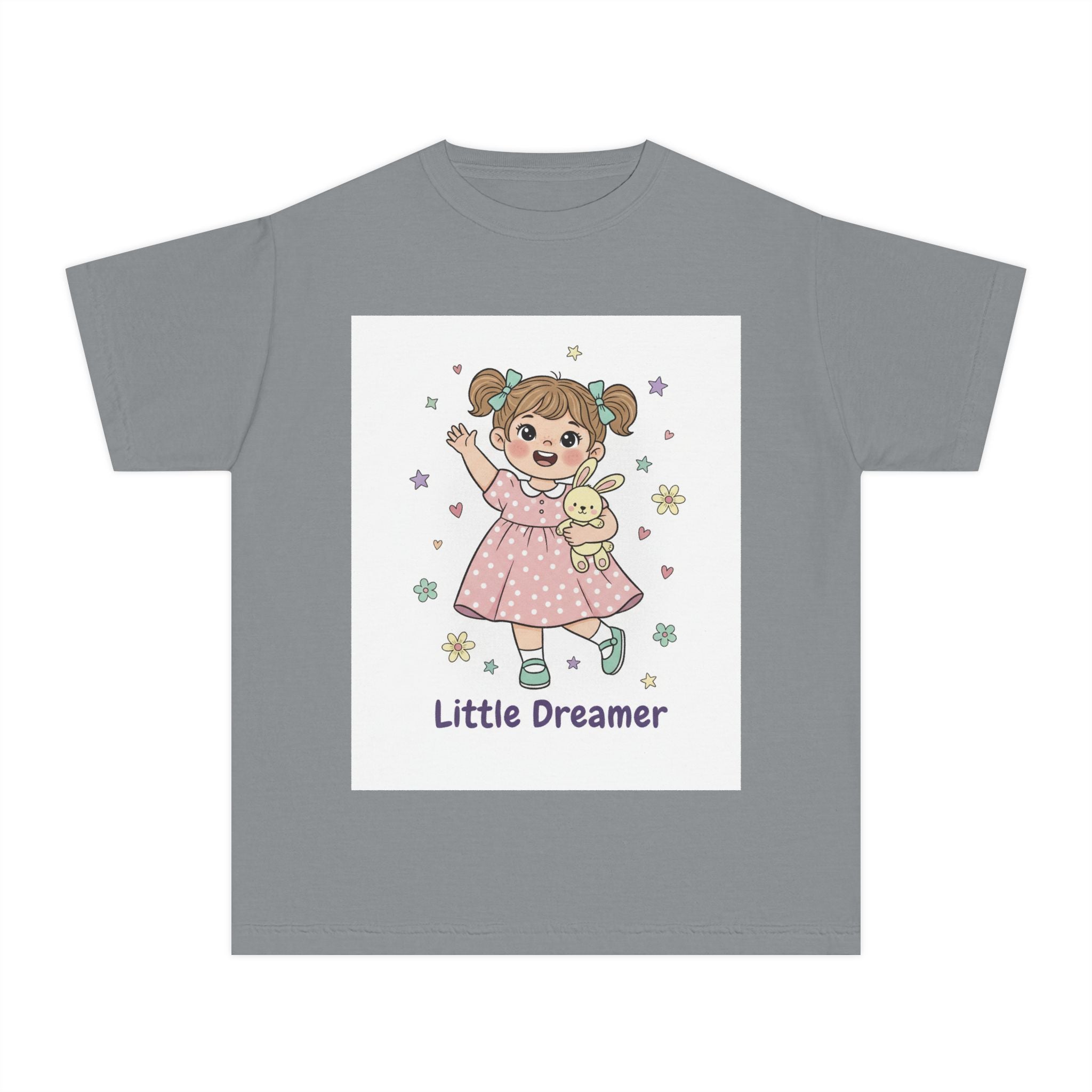 Little Dreamer Kids Tee — Cute Girl with Teddy Graphic