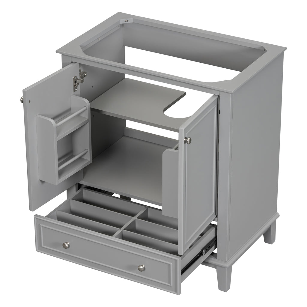 30-Inch Gray Bathroom Vanity Base with Storage – Cabinet Only
