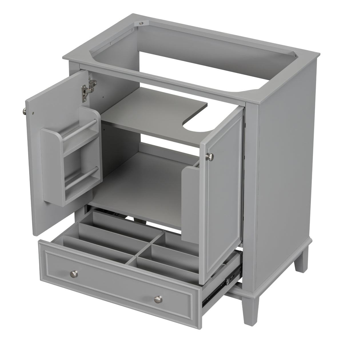 30-Inch Gray Bathroom Vanity Base with Storage – Cabinet Only