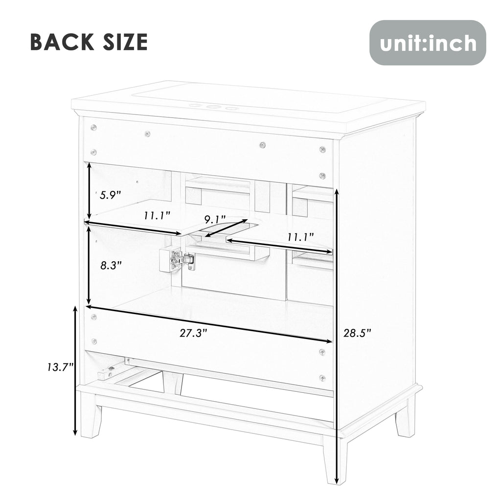 30-Inch Gray Bathroom Vanity Base with Storage – Cabinet Only