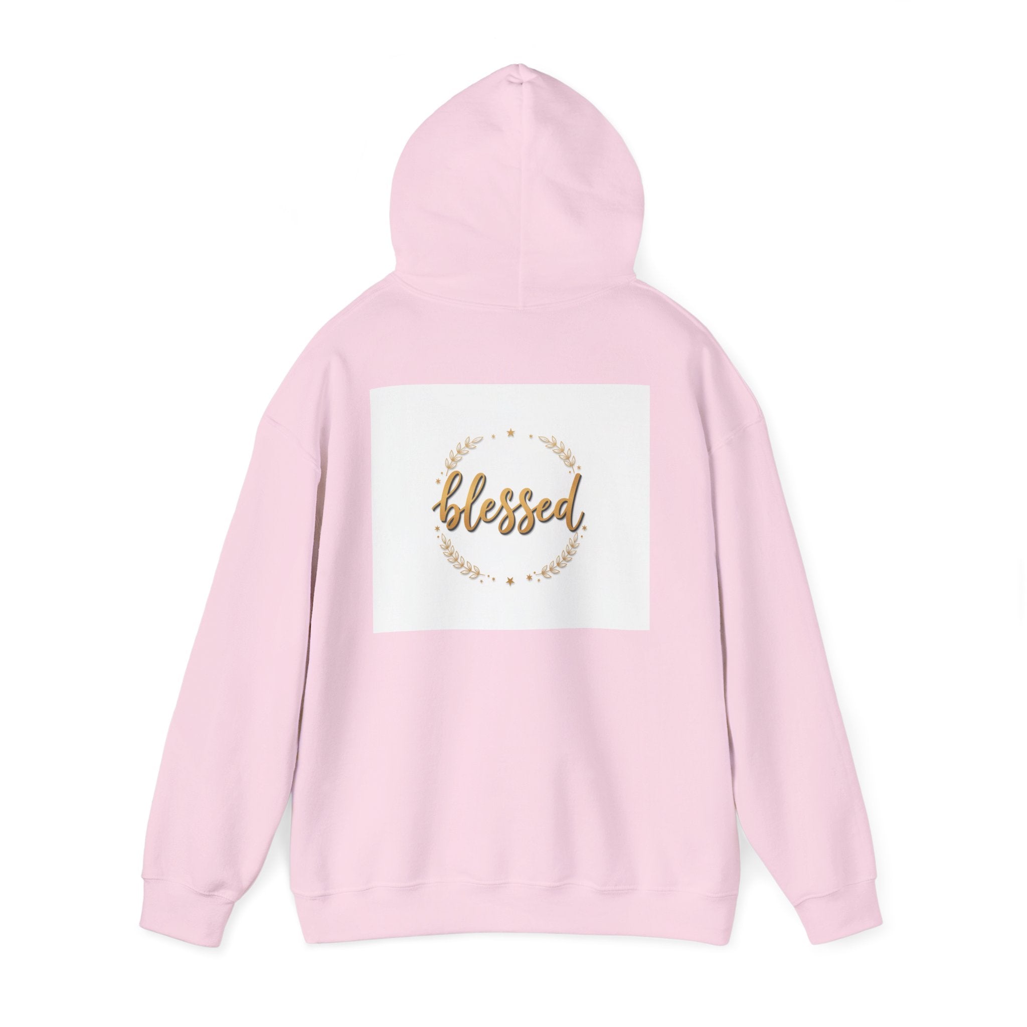 Blessed Hoodie — Gold Script Wreath Comfort Pullover