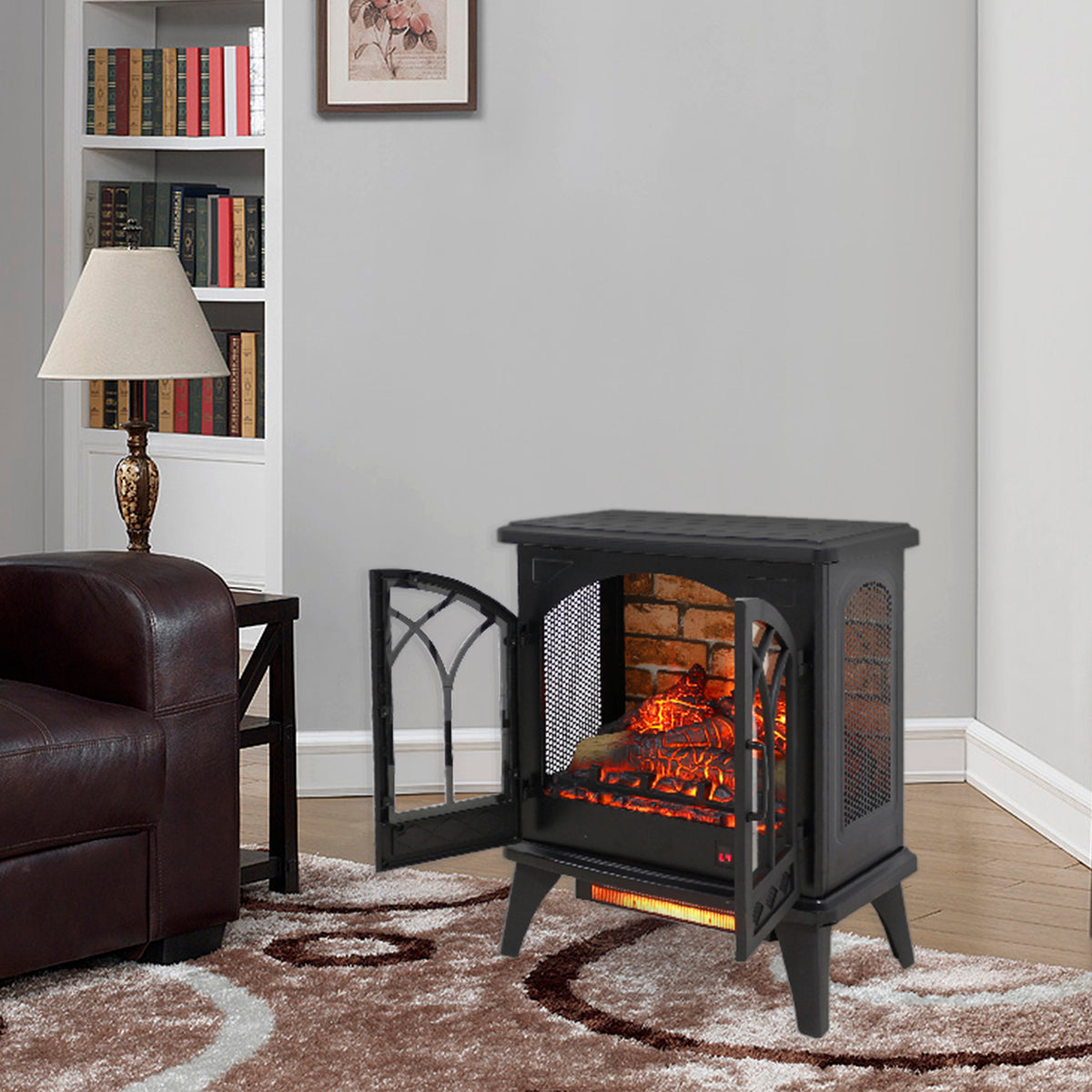 24-Inch 3D Infrared Electric Fireplace Stove with Remote