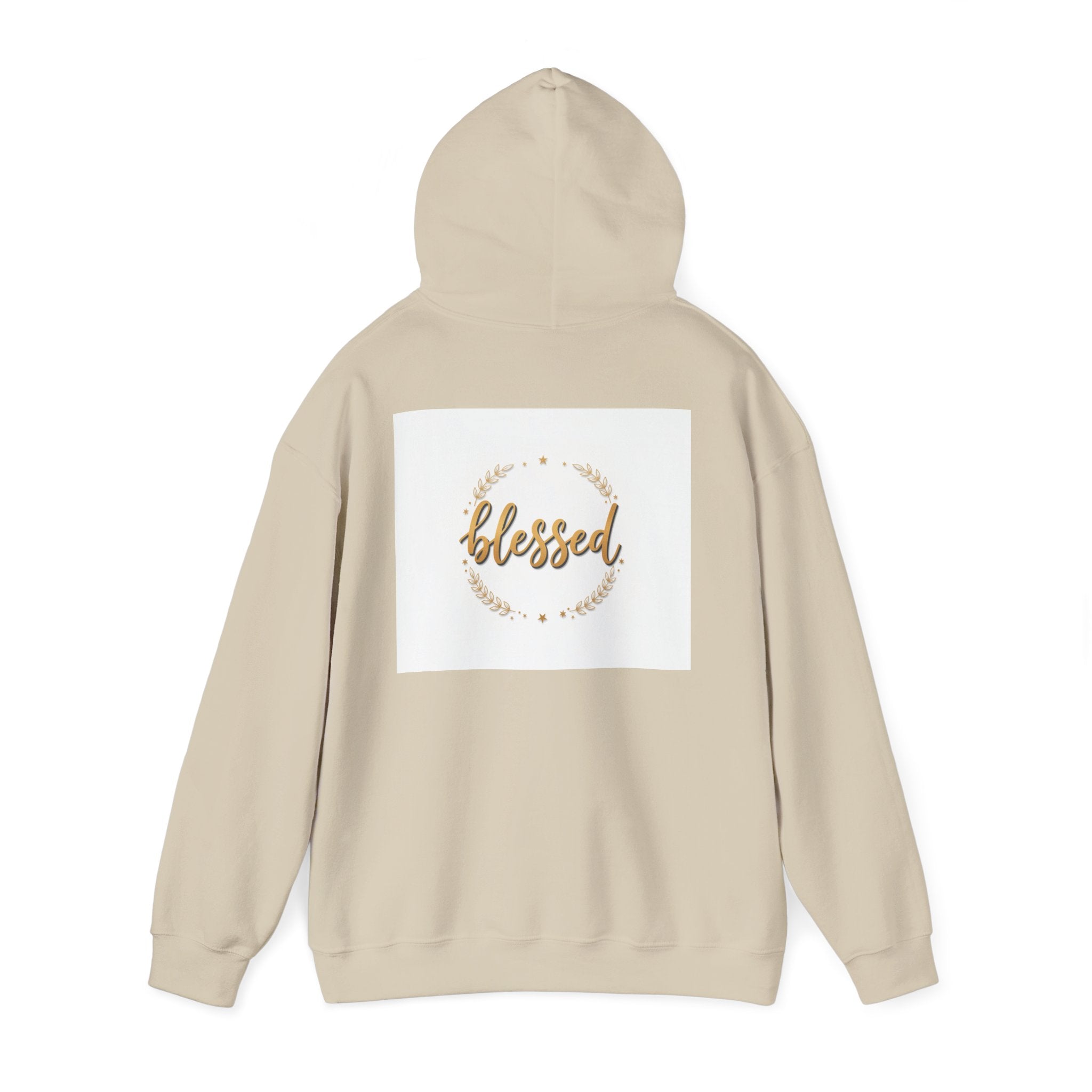Blessed Hoodie — Gold Script Wreath Comfort Pullover