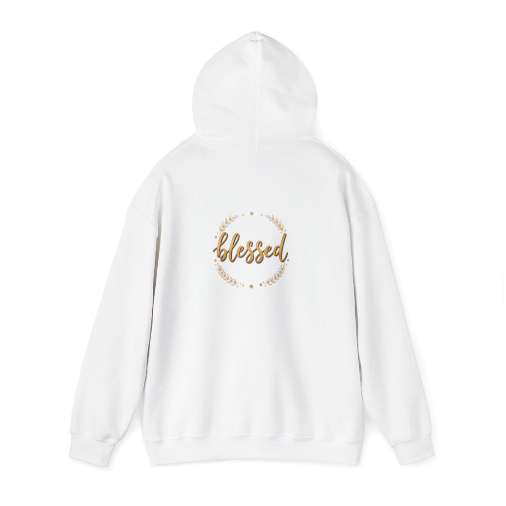 Blessed Hoodie — Gold Script Wreath Comfort Pullover