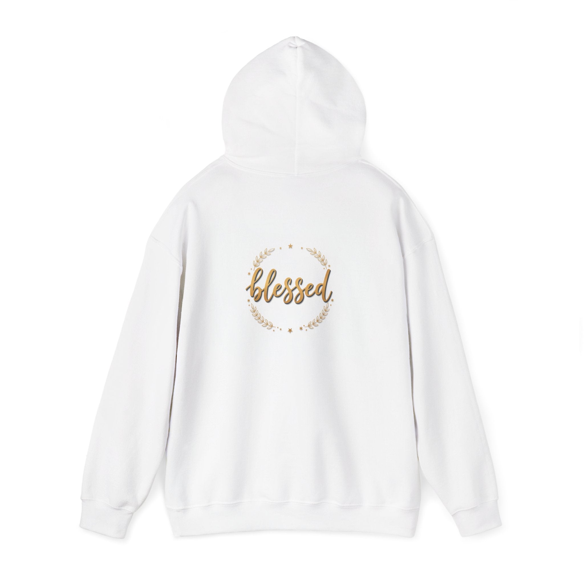 Blessed Hoodie — Gold Script Wreath Comfort Pullover
