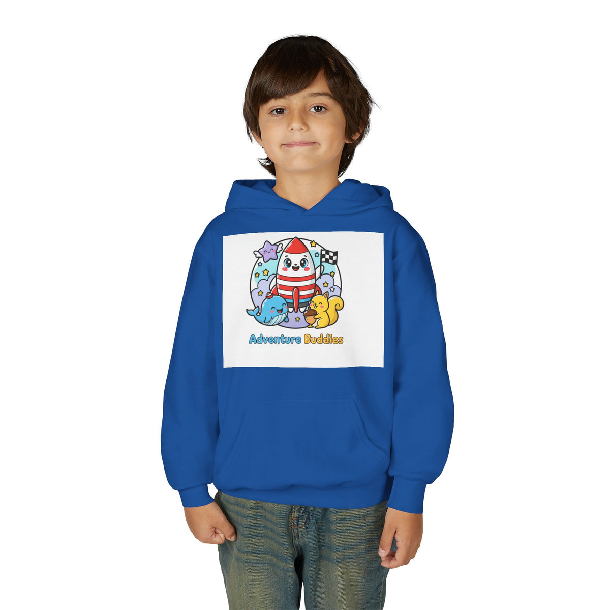 Adventure Buddies Youth Hoodie — Cute Rocket & Sea Creatures Kids Sweatshirt