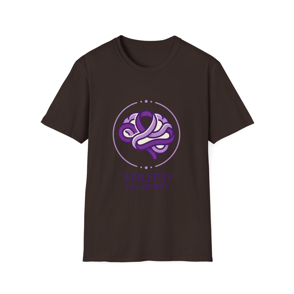 Epilepsy Awareness T-Shirt — Purple Ribbon Brain Design