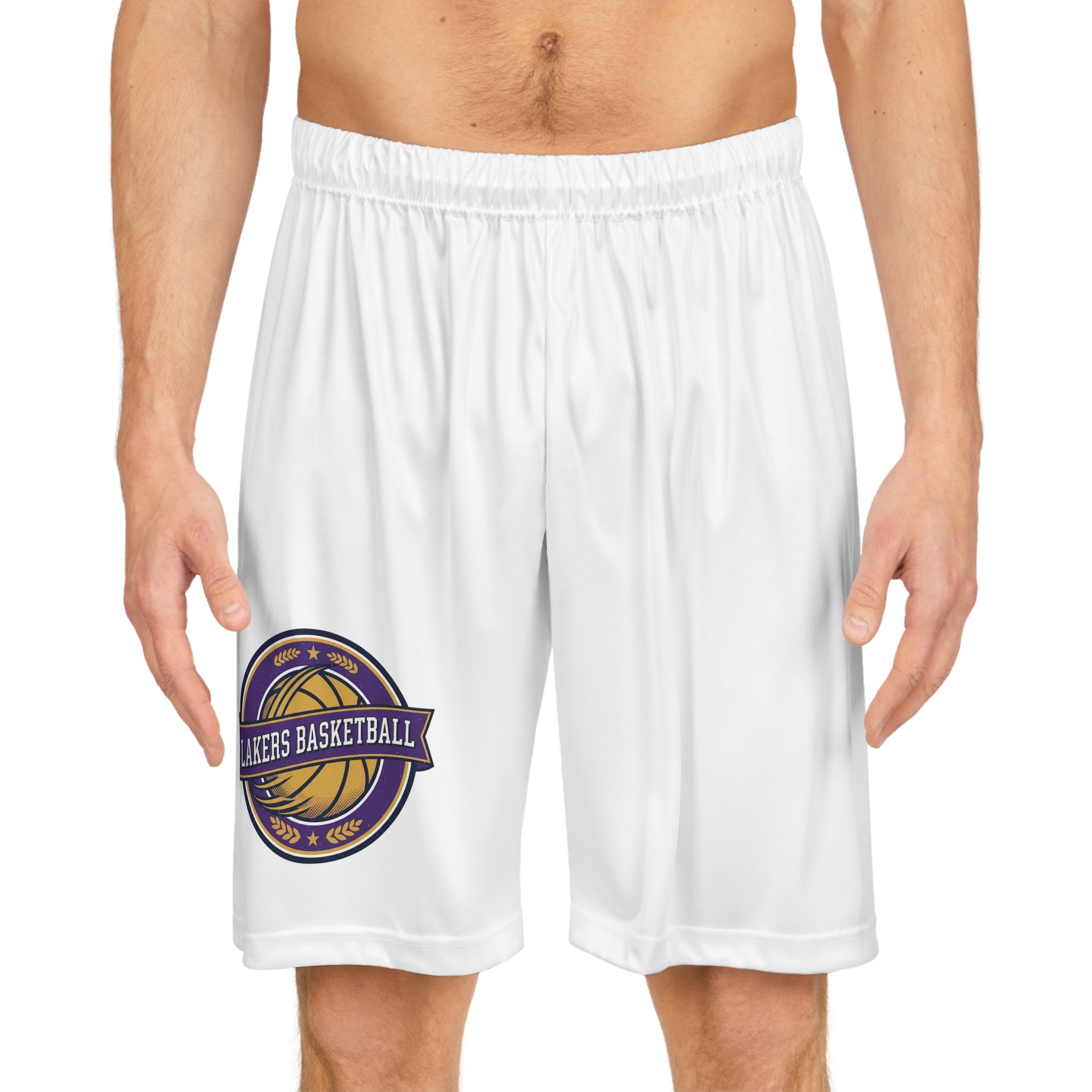 Lakers Basketball Logo Athletic Shorts — All-Over Print