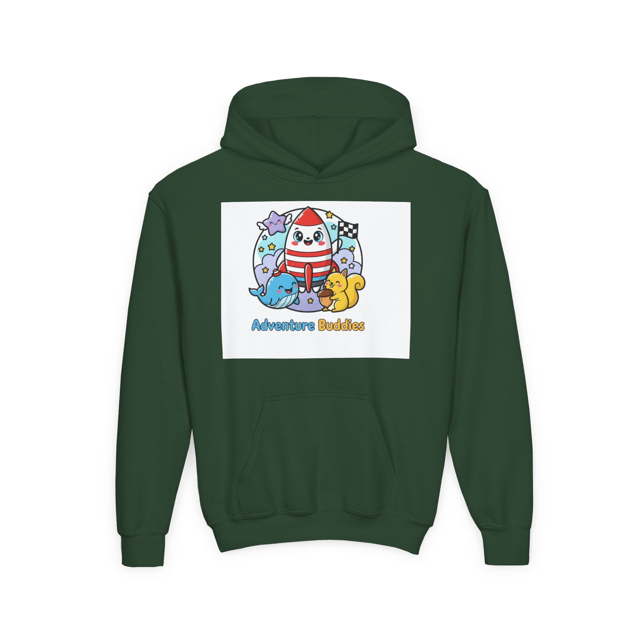 Adventure Buddies Youth Hoodie — Cute Rocket & Sea Creatures Kids Sweatshirt