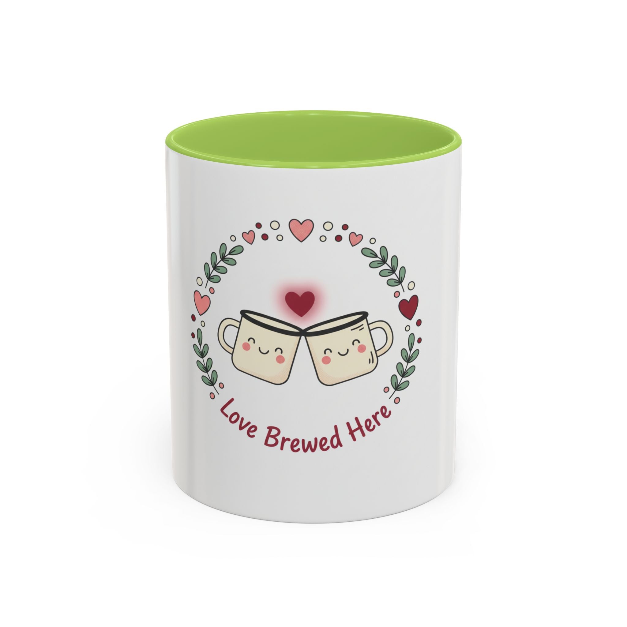 Love Brewed Here Coffee Mug — Cute Kawaii Couples Mug (11/15oz)