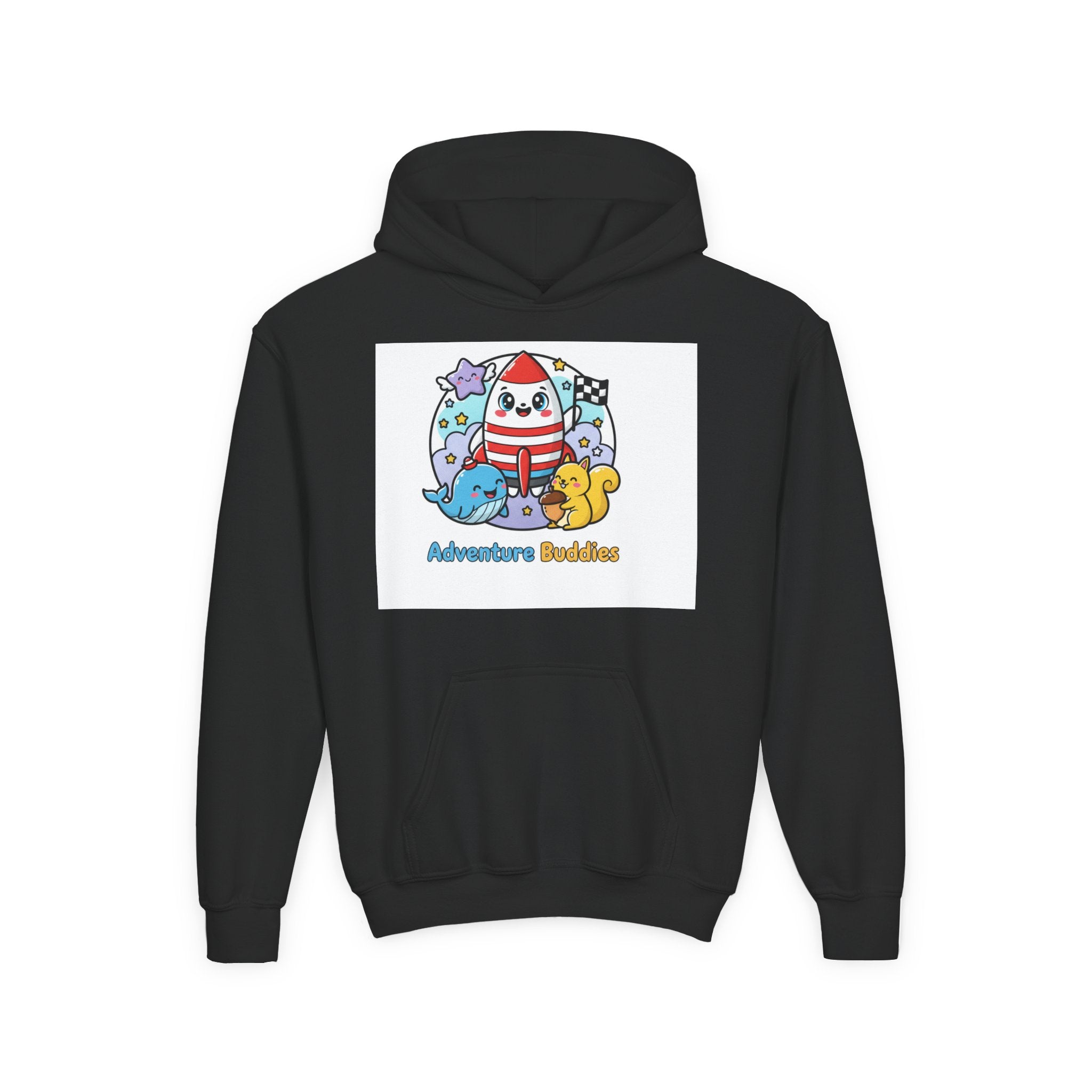 Adventure Buddies Youth Hoodie — Cute Rocket & Sea Creatures Kids Sweatshirt