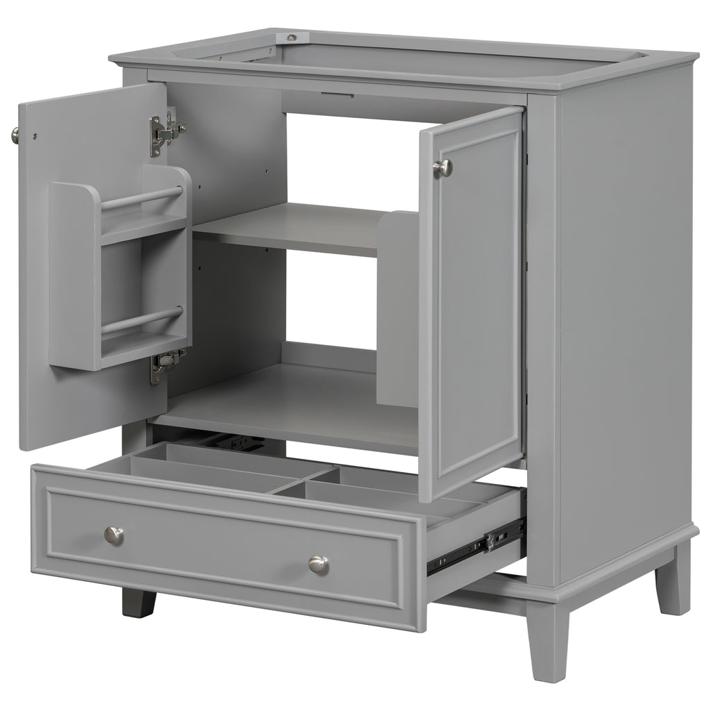 30-Inch Gray Bathroom Vanity Base with Storage – Cabinet Only