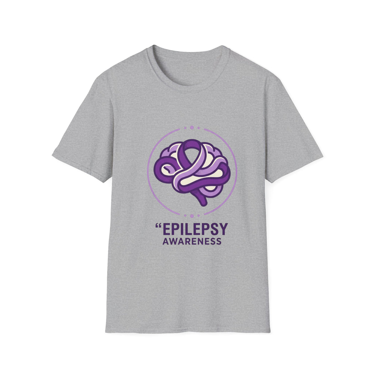 Epilepsy Awareness T-Shirt — Purple Ribbon Brain Design