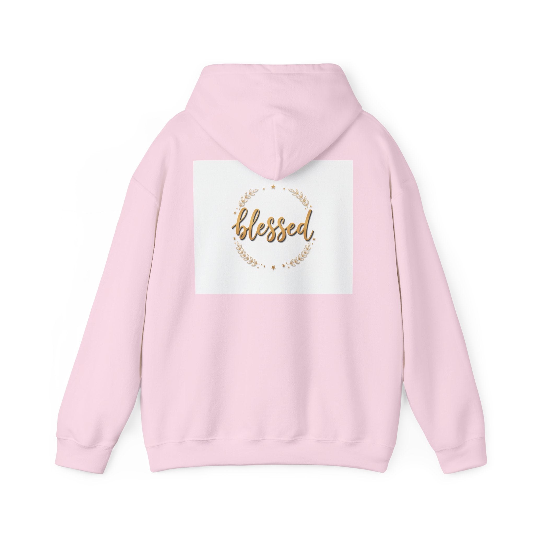 Blessed Hoodie — Gold Script Wreath Comfort Pullover