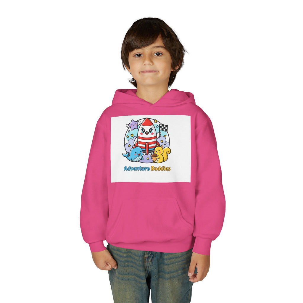 Adventure Buddies Youth Hoodie — Cute Rocket & Sea Creatures Kids Sweatshirt