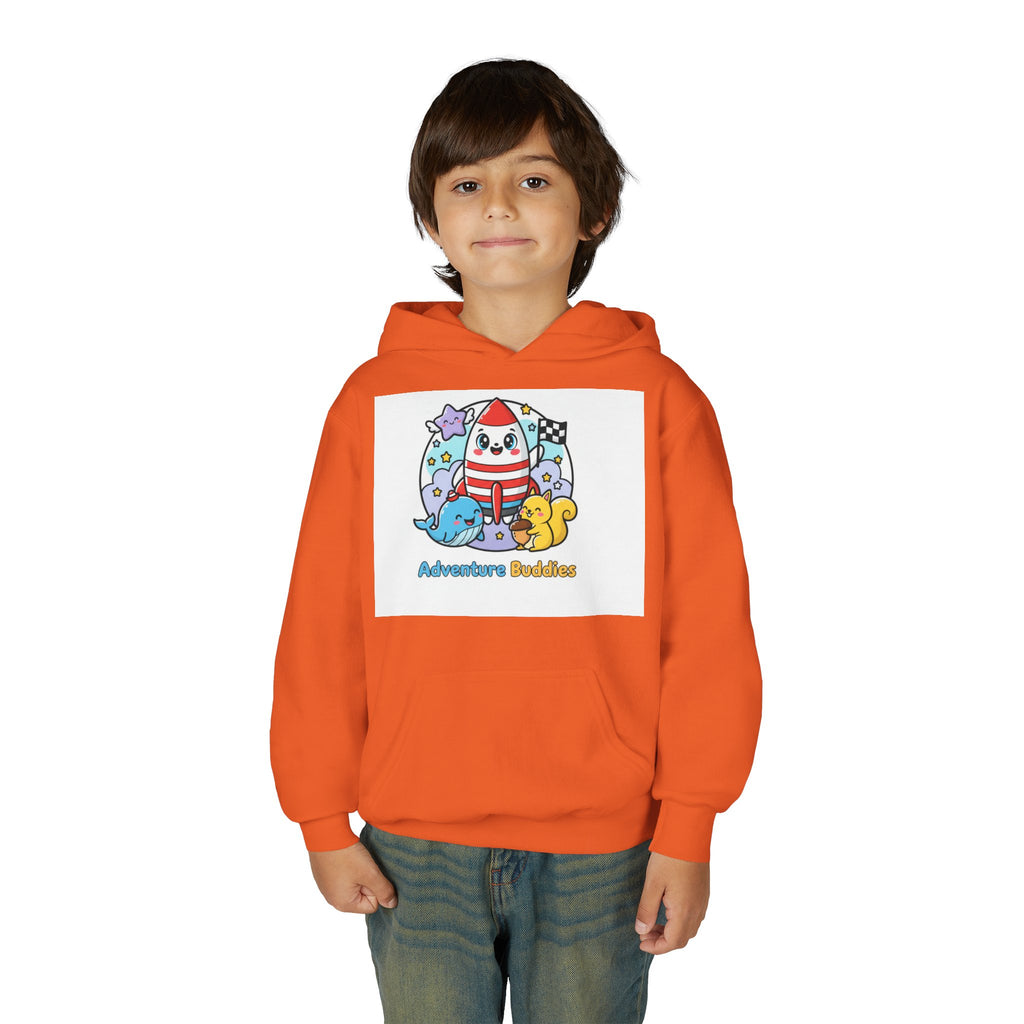 Adventure Buddies Youth Hoodie — Cute Rocket & Sea Creatures Kids Sweatshirt