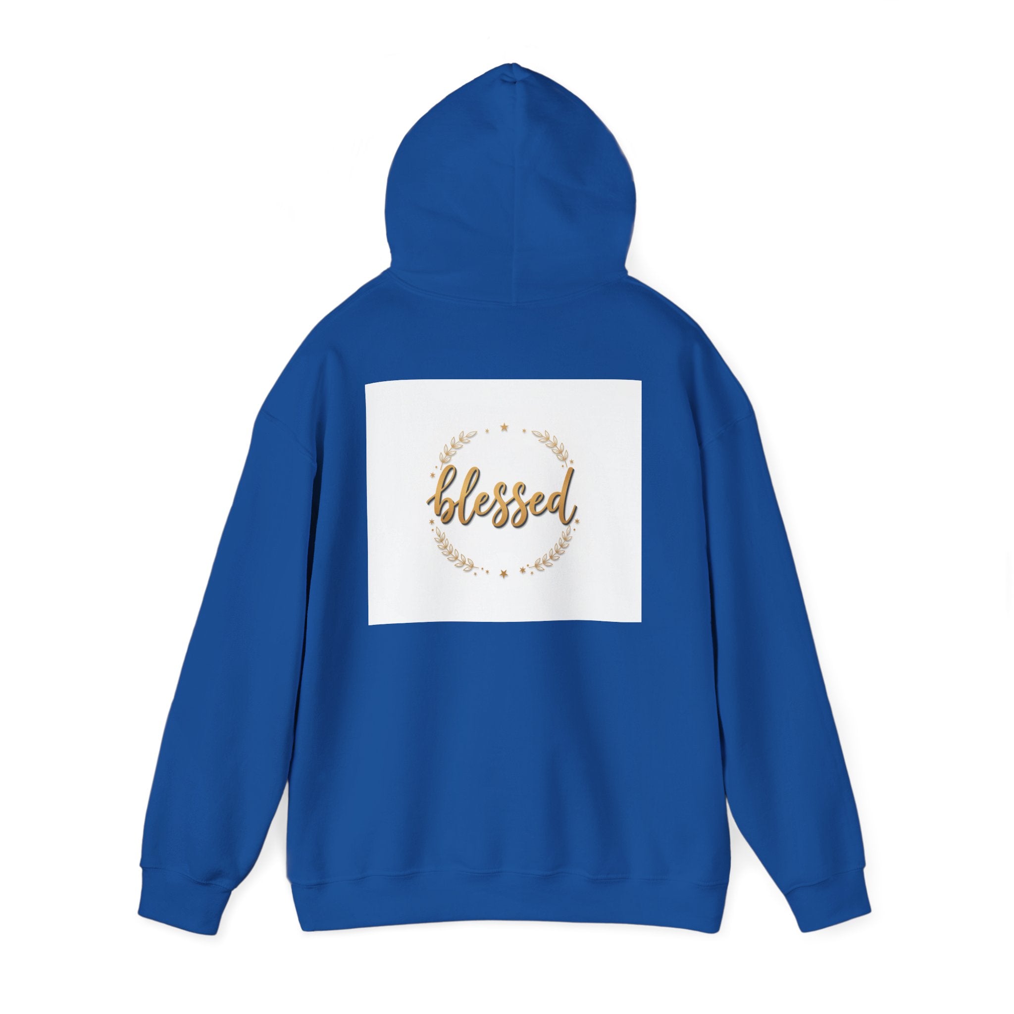 Blessed Hoodie — Gold Script Wreath Comfort Pullover