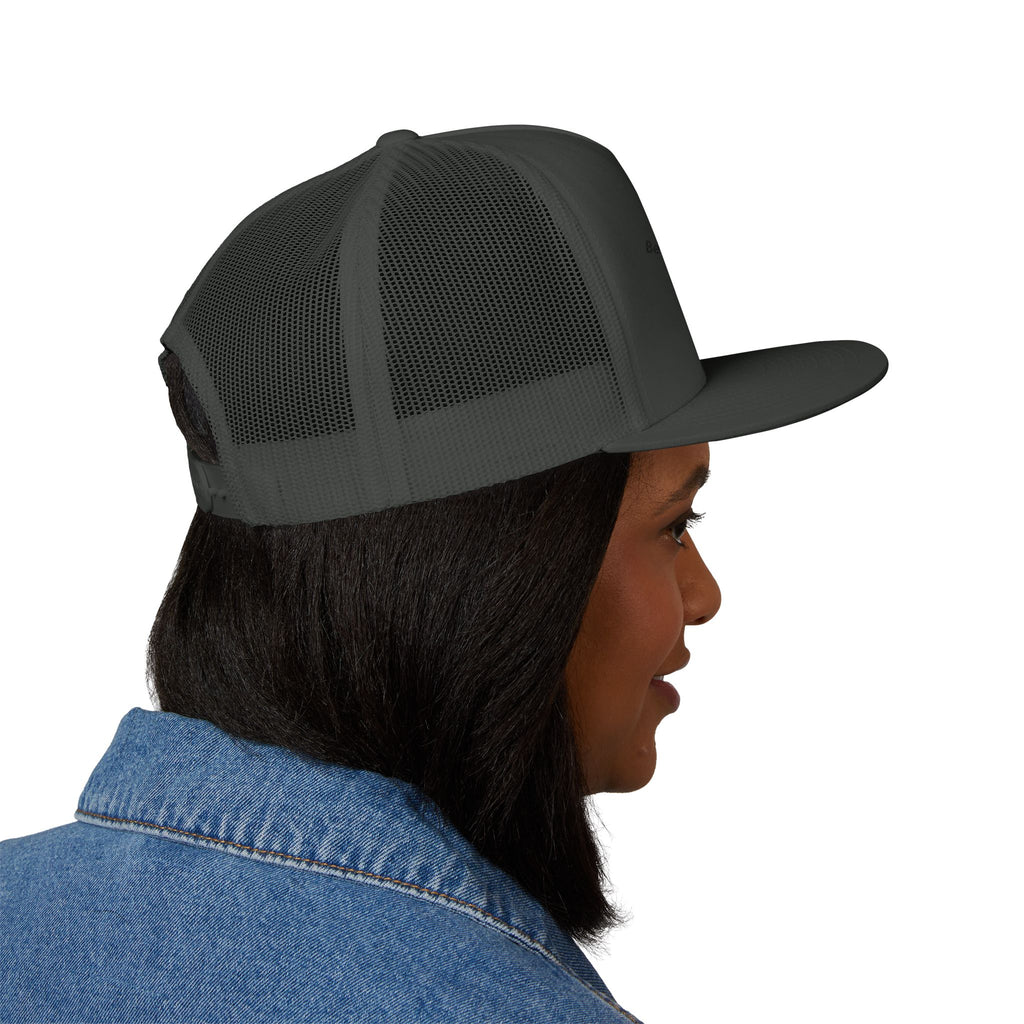 Embroidered Trucker Cap — Minimal Text Mesh Snapback