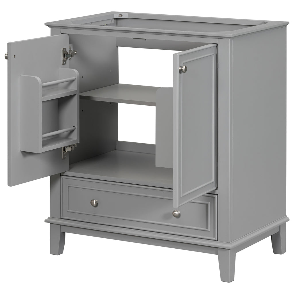 30-Inch Gray Bathroom Vanity Base with Storage – Cabinet Only