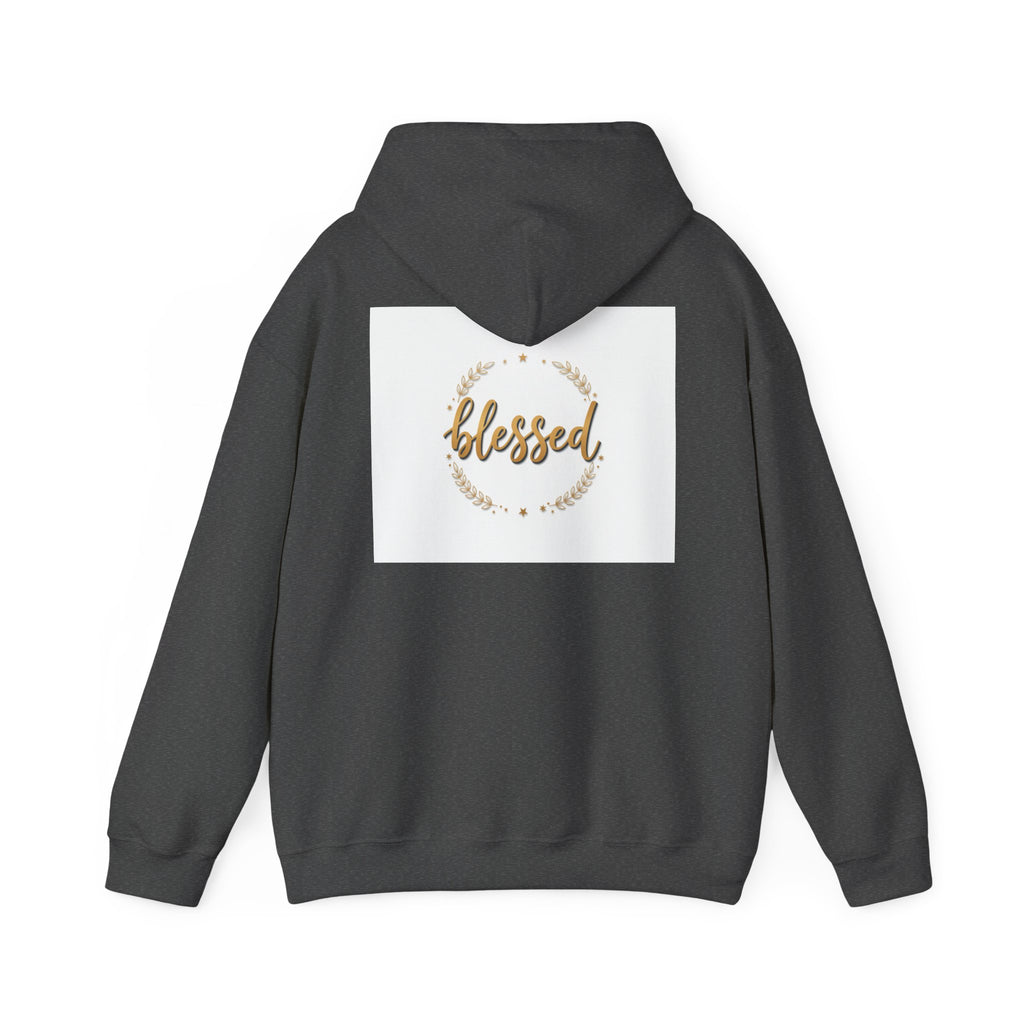 Blessed Hoodie — Gold Script Wreath Comfort Pullover