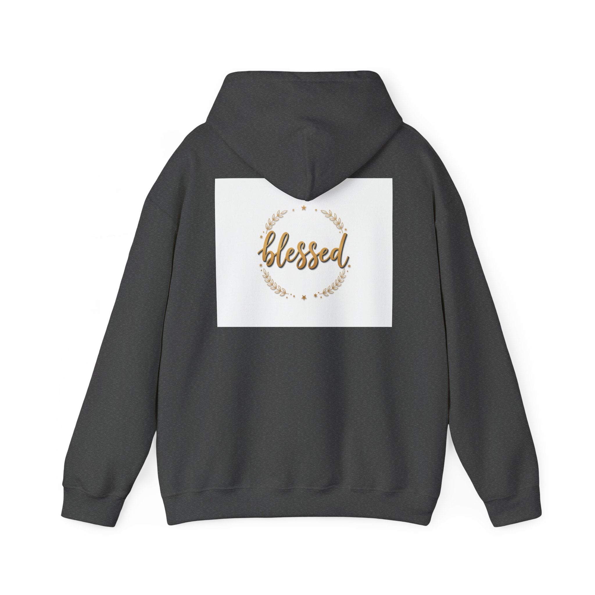 Blessed Hoodie — Gold Script Wreath Comfort Pullover